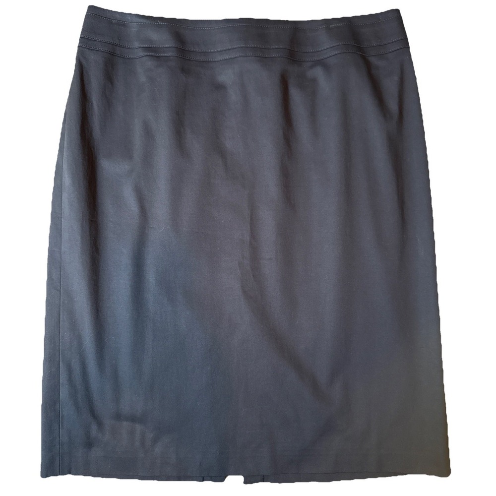 Talbots Women 12 Black Stretch Cotton Pencil Skirt Lined Career EUC